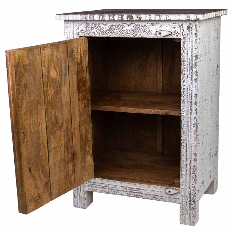 Choudhry 54cm W Solid + Manufactured Wood Bedside Table