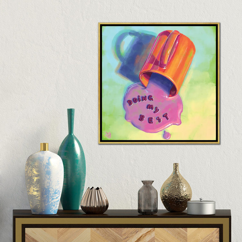«Doing My Best», reproduction d'art sur toile encadrée, H 18 po x l 18 po, Toile à cadre flottant sans passe-partout, Doré