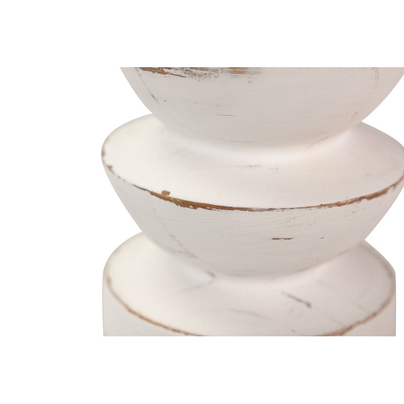 Wood Tabletop Candlestick, White