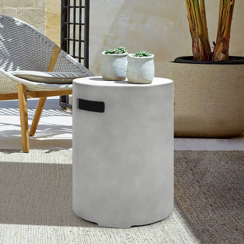 Grey Propane Tank Cover Table 16" x 20" – 20 lb Outdoor Concrete Gas Tank Holder with Side Handles, Patio Hideaway Table