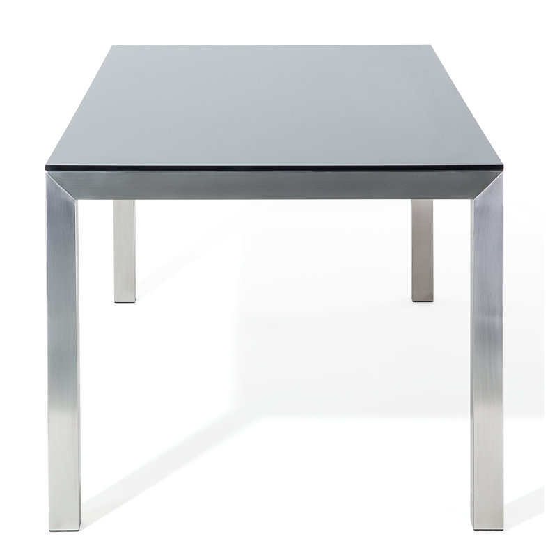 Anfa Rectangular Glass Outdoor Dining Table - 70.8 cm W 90 cm D, Black