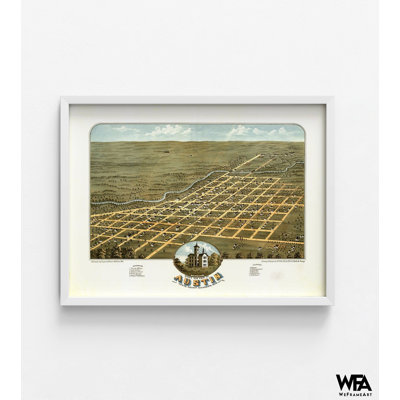 Vue d'oiseaux du comté d'Austin-Mower, Minnesota, 1870