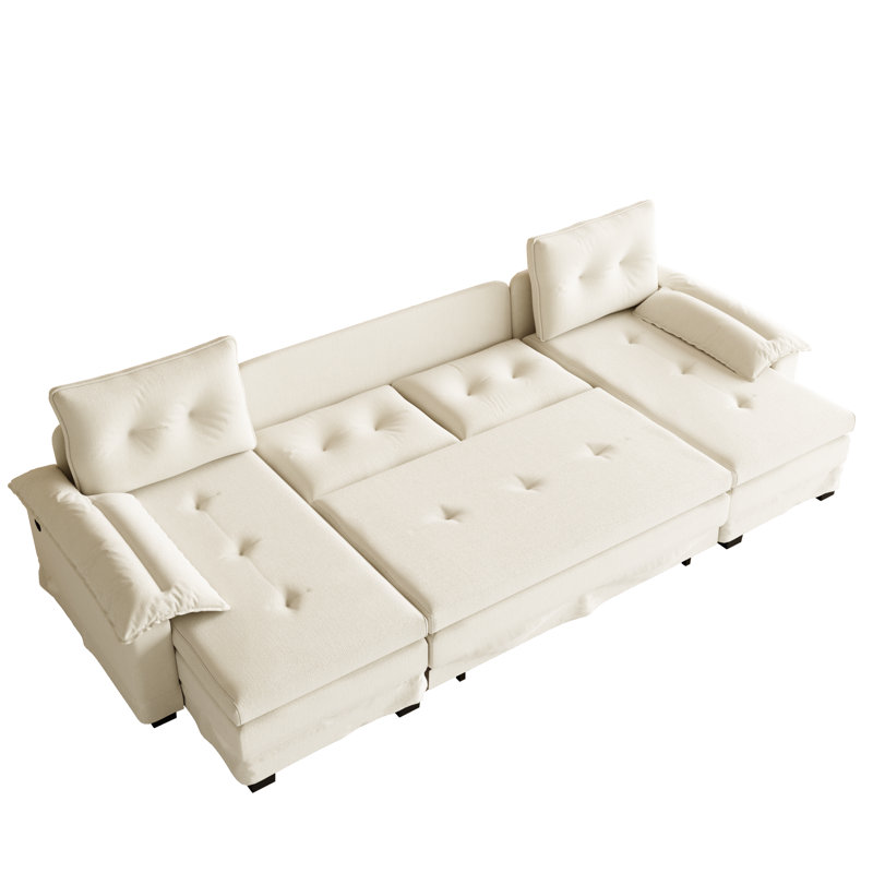 Sleeper Sectionals Chenille 109.5 Inch Modern U Shaped Sofa For Home