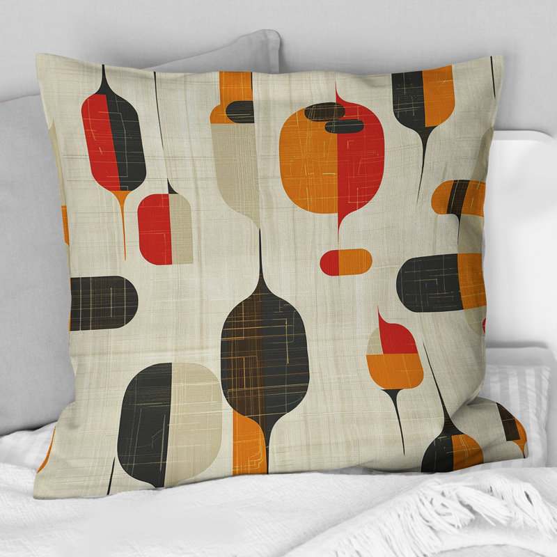 Coussin décoratif orange Midcentury Shapes II - Midcentury, H 16 po x l 16 po