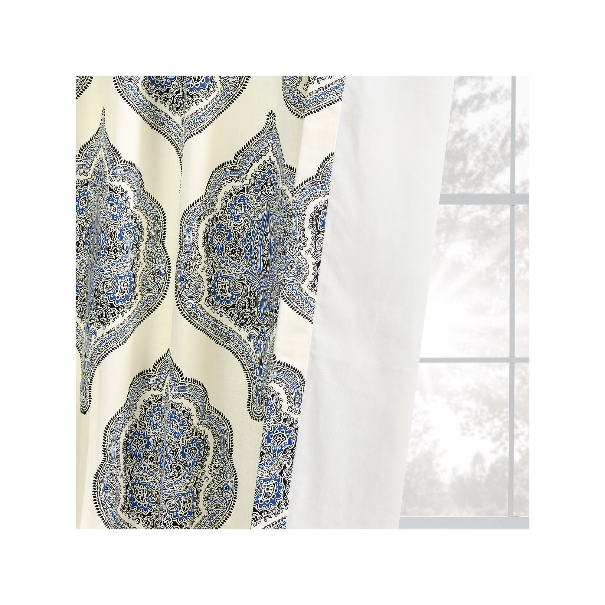Lawhon Room Darkening 100% Cotton Curtain, 50"W x 96"L, Blue