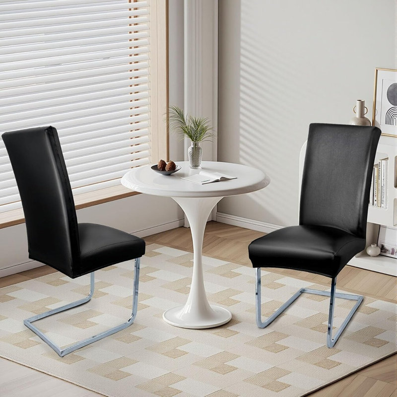 Housses de chaise - noir - ensemble de protecteurs de chaise de salle à manger à haut dossier 4/100% imperméables / extensibles