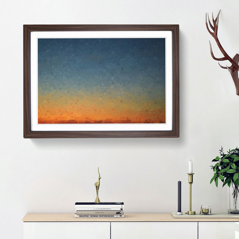 Crescent Moon over Italy in Abstract - Picture Frame Graphic Art Print, 48cm H x 65cm W x 2cm D, Walnut Framed