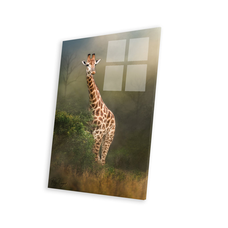 " Misty Morning Giraffe " Graphic Art Print