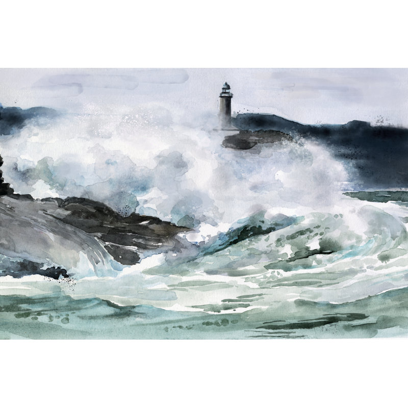 " Lighthouse Waves II " by Jennifer Paxton Parker Painting Print, 8" H x 12" W