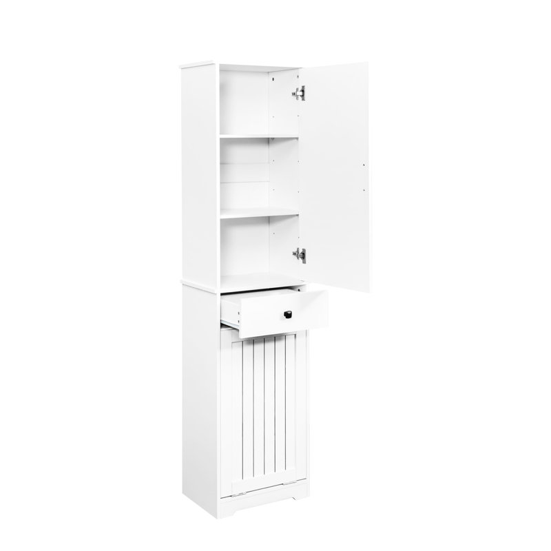 Armoire à linge blanche avec rangement pratique pour vêtements et articles de salle de bain