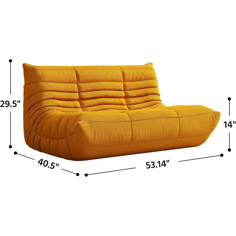 Canapé 3 places à accoudoirs sans accoudoirs, Jaune, 29.5" H x 53.14" W x 40.5" D
