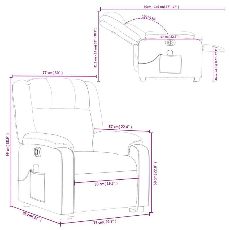 Upholstered Massage Chair, Manual, Black Polyester
