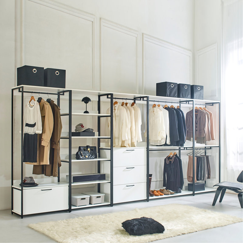 Fiona Wood and Metal Walk-in Closet with Five Shelves