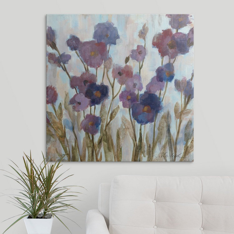 «Abstracted Florals In Purple», reproduction d'art sur toile, H 20 po x l 20 po x P 1,5 po