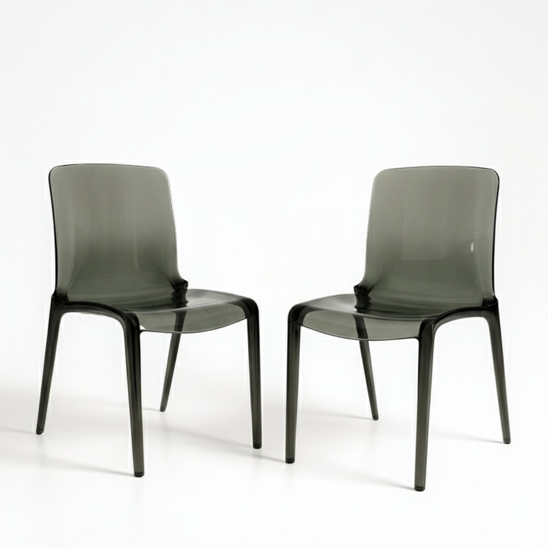 Lade Transparent Plastic Stackable Dining Chair with Waterfall Edge Seat – Lightweight Versatile Accent & Kitchen Side Chair, No Assembly Required