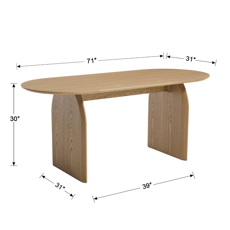 70.86'' Oval Dining Table With Double Pedestal, Modern Dining Table For Dining Room/Kitchen, Natural