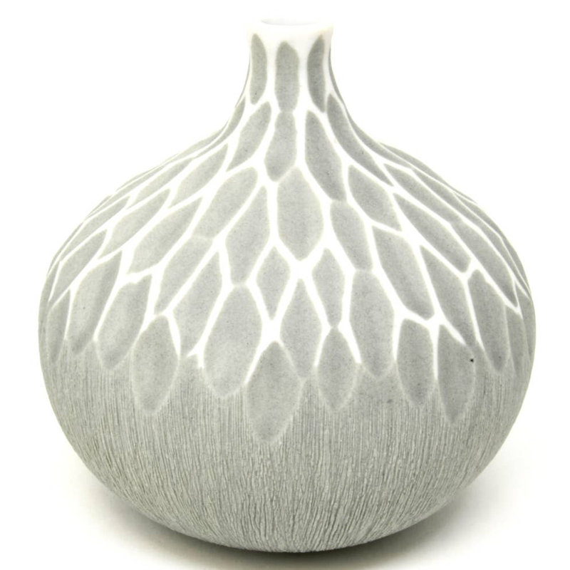Aurorah Handmade Table Vase, Gray, 3.4" H x 3.2" W x 3.2" D