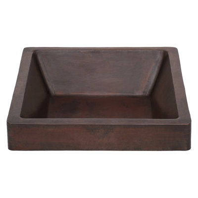 19" Rectangle Skirted Vessel Hammered Copper Sink