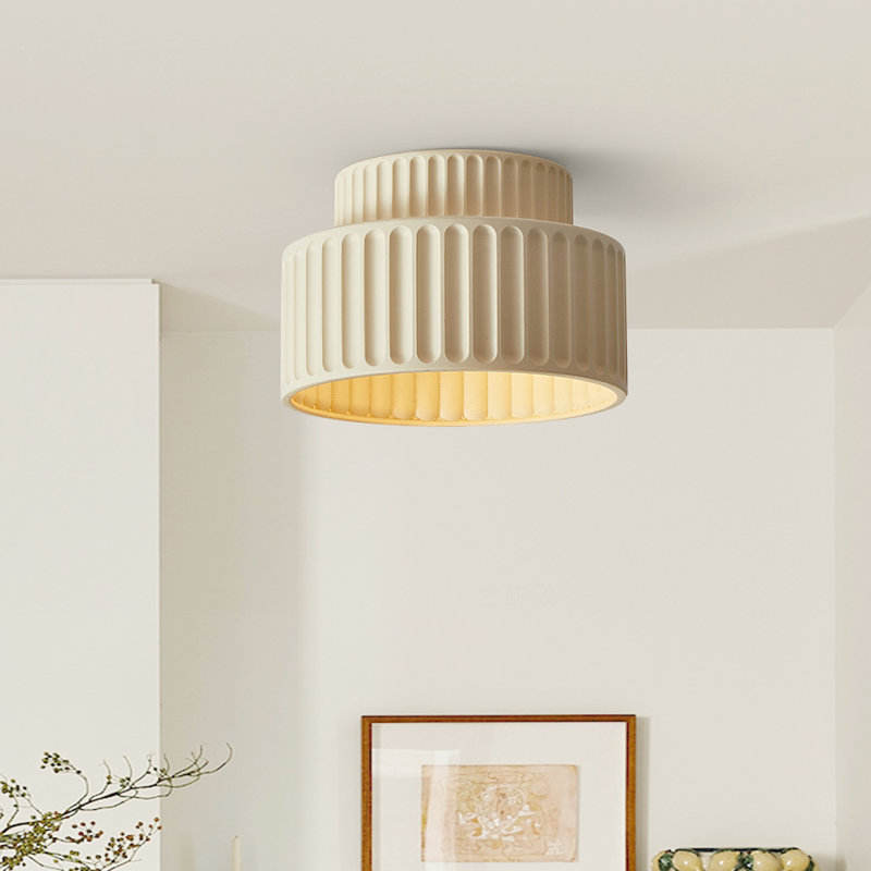 Adalgira 1-Light 27cm Minimalist Resin Retro Flush Mount Ceiling Light, Beige