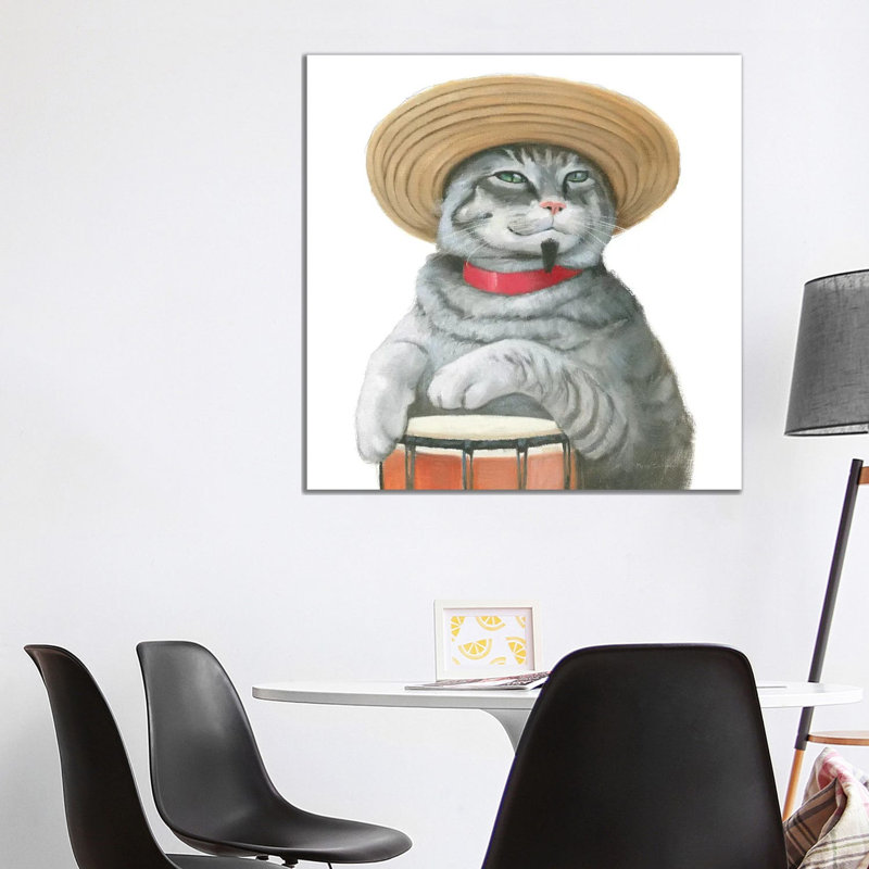 Cattitude II by Myles Sullivan - Floater Frame Print on Canvas, 93.98 cm H x 93.98 cm W x 1.91 cm D, Wrapped Canvas