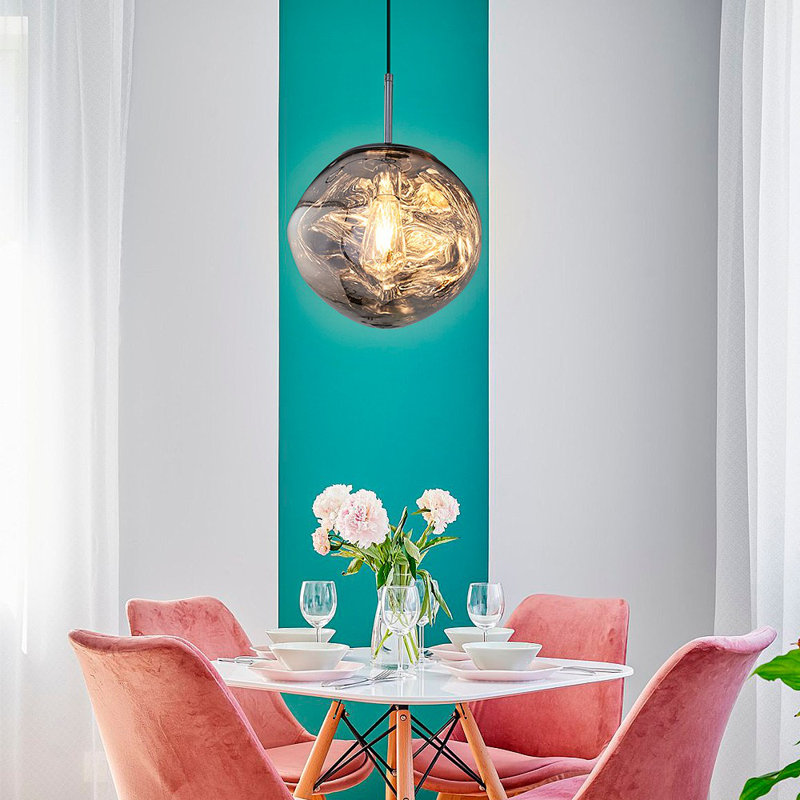 Modern Chrome Chandelier with Acrylic Body, 10.2 in Diameter x 47.2 in Height | Energy Saving E27 Socket (1 x 24 W) | Stylish Novelty Design for Home & Office Décor, Elegant Lighting Solution, Bulb Not Included