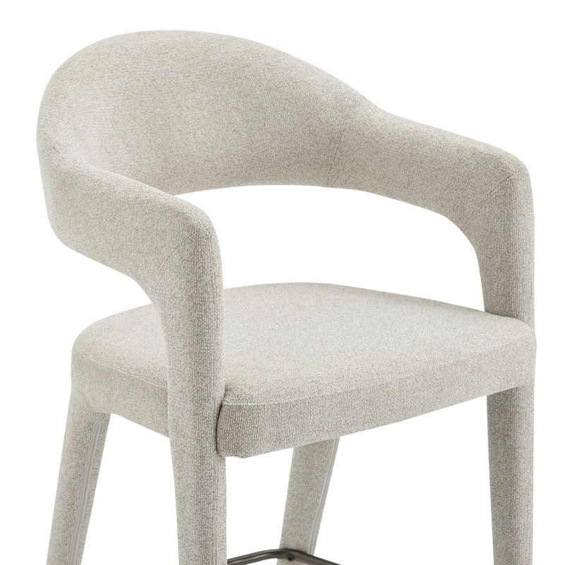 Cathline Upholstered Stool, Counter Stool (26.4" Seat Height), Beige Polyester