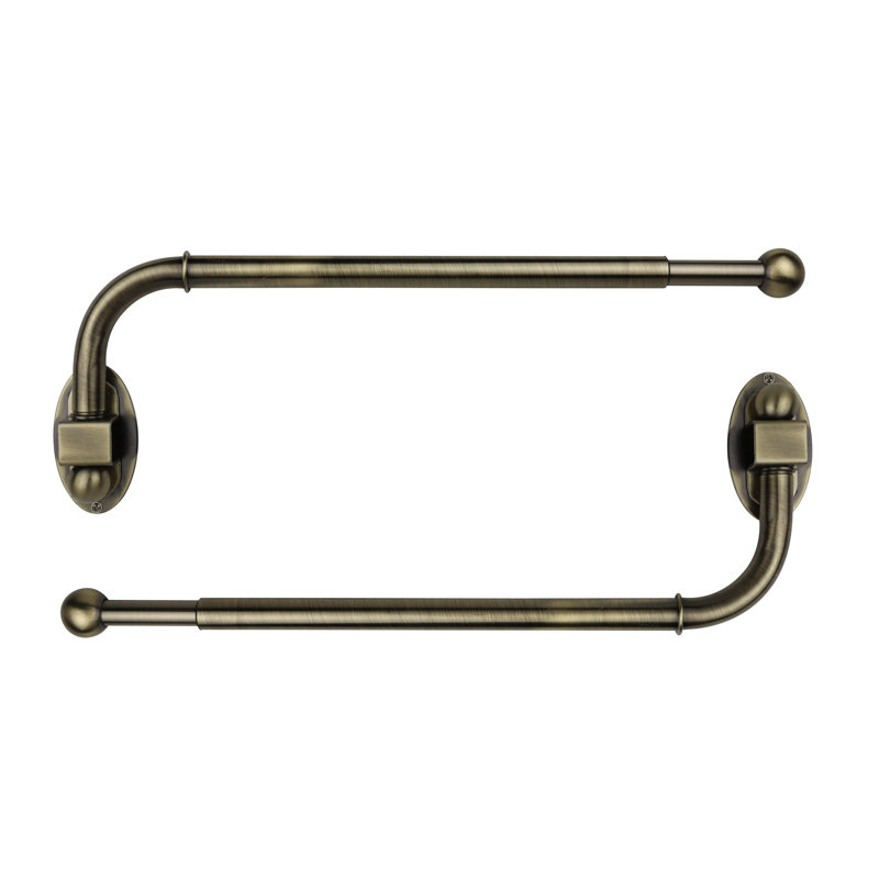 Tringle à rideaux simple réglable Ronna, H 0,5 po x l 24 po x p 0,5 po, Laiton antique