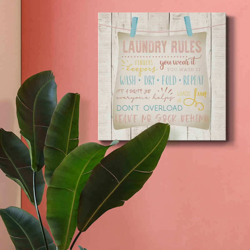 Laundry Laundry - Reproduction d'art textuel sur toile tendue, H 10 po x l 10 po x P 1,5 po