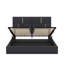 Grand lit plateforme tapissier avec système de rangement hydraulique-737474058