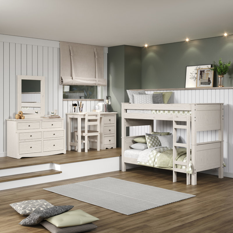 Lit plateforme en bois massif Scelfo, Blanc