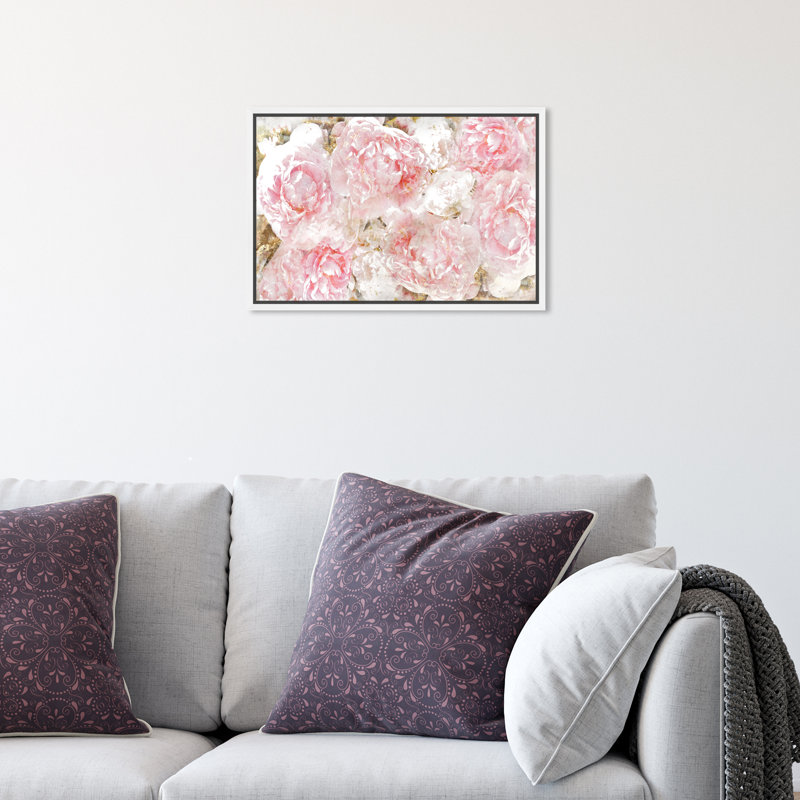 « roses », impression sur toile oliver gal, H 15 po x l 10 po, Cadre blanc
