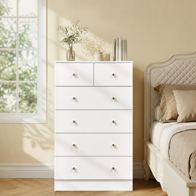 Grande armoire de rangement à 6 tiroirs avec rangement en bois robuste pour garde-robe