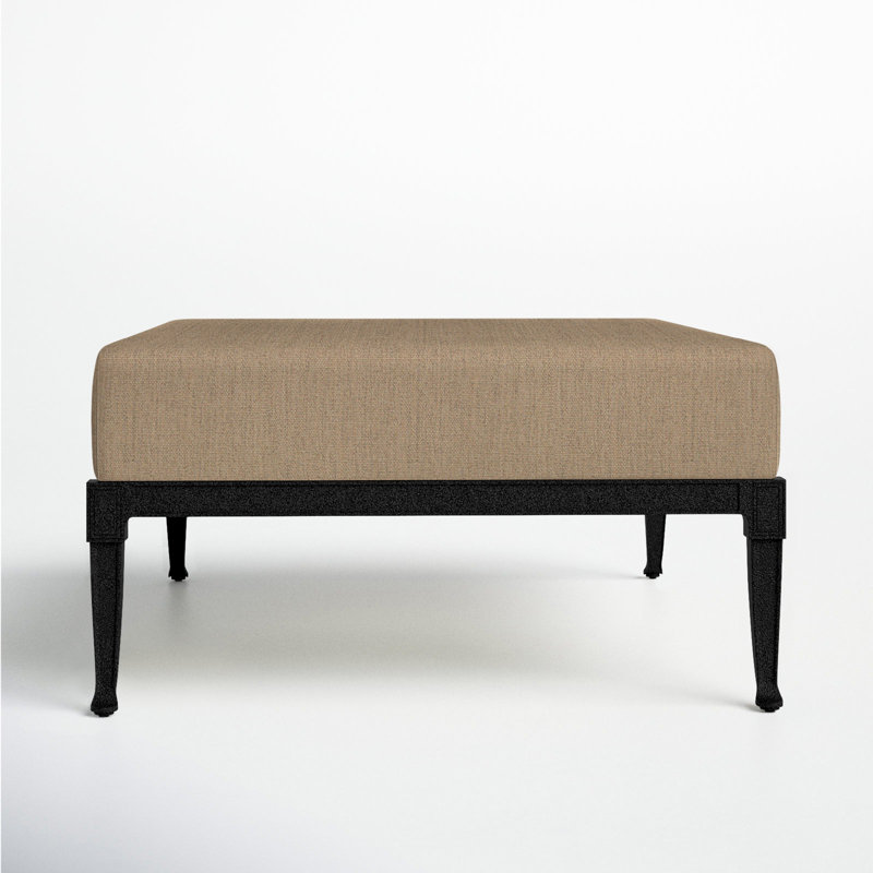 Wiltshire Outdoor Ottoman, Canvas Heather Beige Sunbrella® Canvas, Textured Black