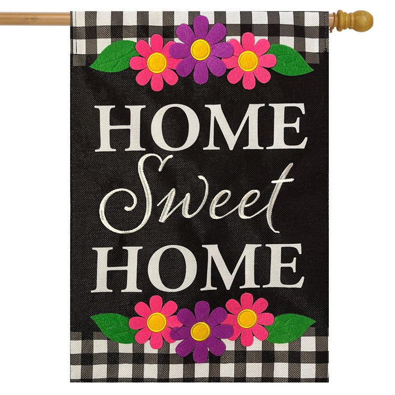 Drapeau de maison Home Sweet Home Flowers