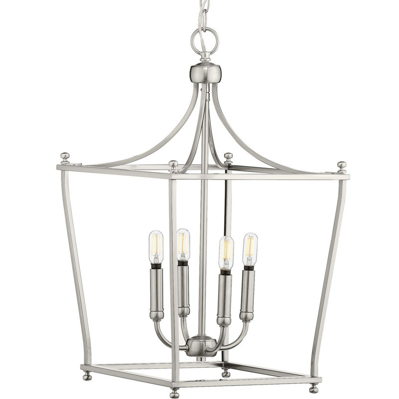 Luminaire suspendu géométrique à 4 lumières Hennings, Nickel brossé