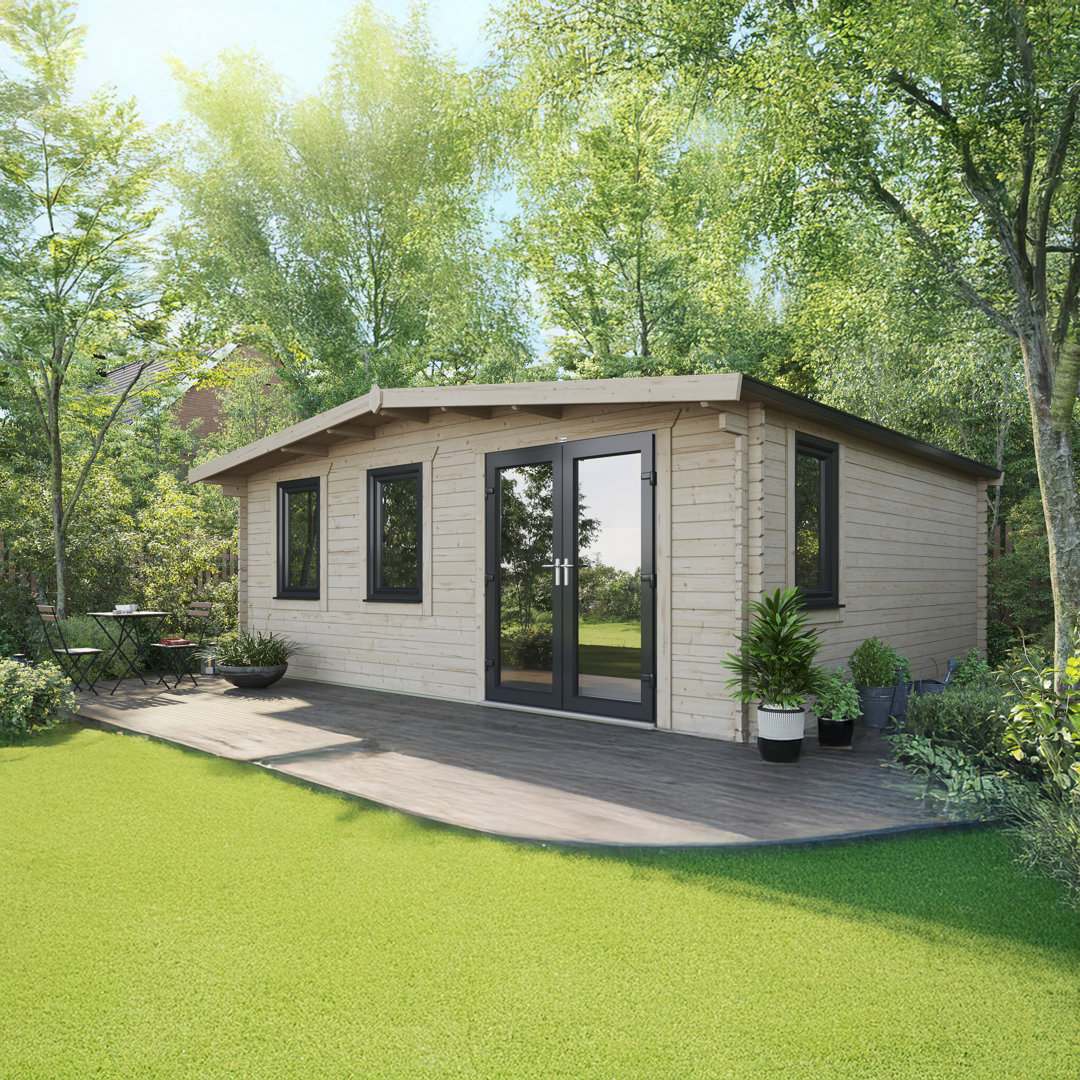 Powersheds 18 x 20ft Chalet Log Cabin, Doors to the Right - 44mm