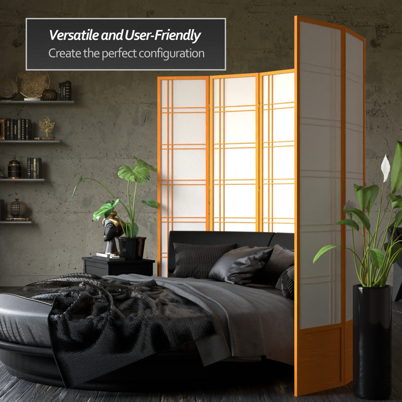 83.5" Double Cross Shoji Room Divider, Honey, 4 Panels