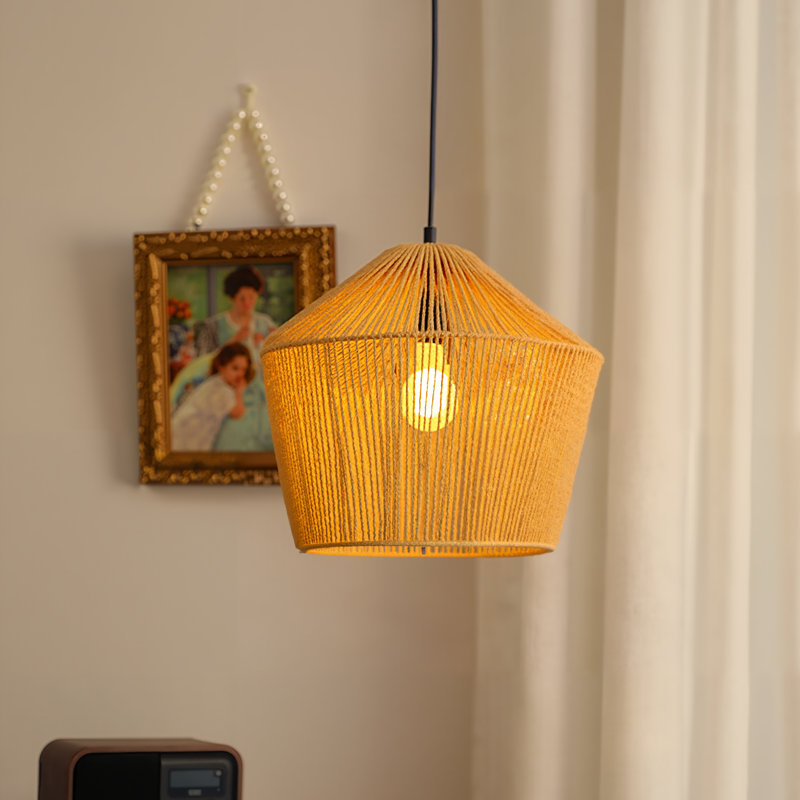 Luminaire suspendu 1 lumière corde de chanvre