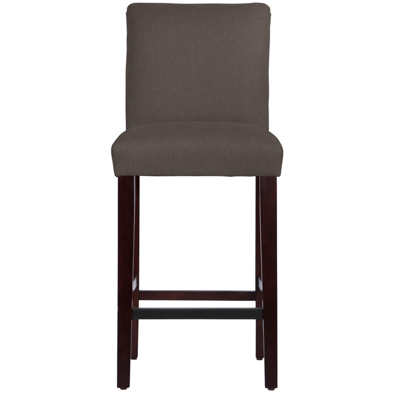 Hadrien Bar & Counter Stool, Bar Stool (31” Seat Height), Classic Slate Linen, Espresso