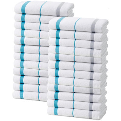Carnmoon Sailor Stripe Beach Towels | 100% Cotton Terrycloth Towels 30"x60" (Set of 24)