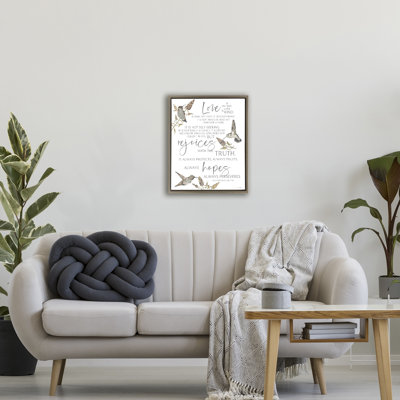 Cadre flottant inspirant «Love is patient», conception par Annie Lapoint