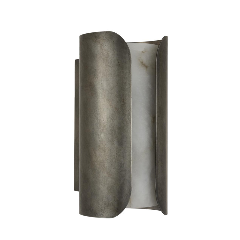 Anne-Marie Barton Armise 18" Sconce with Alabaster, 14" H x 7" W x 7.75" D, Mottled Pewter