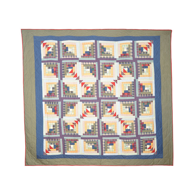 Wild Goose Log Cabin Cabin / Lodge Cotton Patchwork Quilt, Twin Quilt