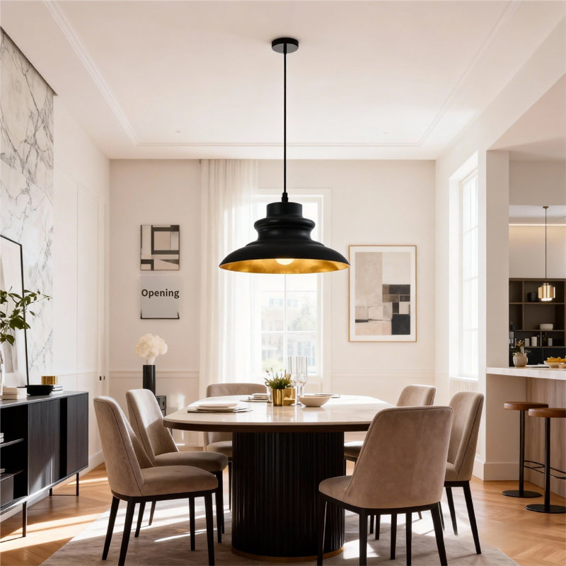 Luminaire suspendu moderne avec longueur réglable et finition résistante à la rouille - noir, Noir mat, Noir