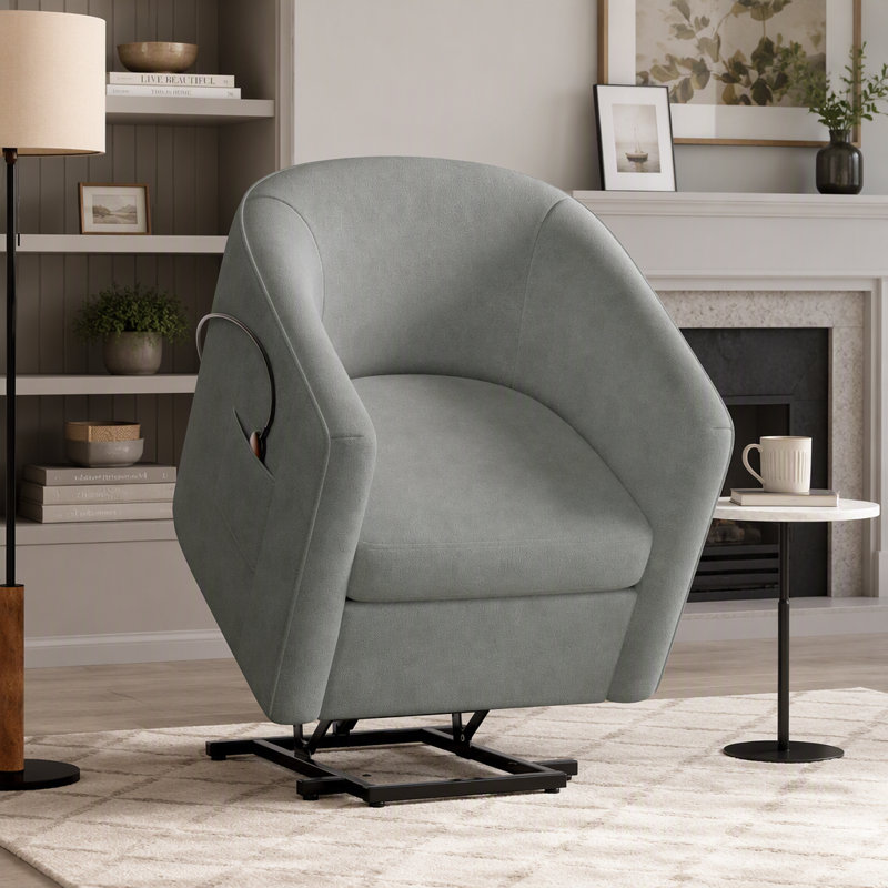 Fauteuil inclinable électrique en forme de tonneau, fauteuil inclinable électrique avec repose-pieds extensible et poche de rangement latérale pour les personnes âgées