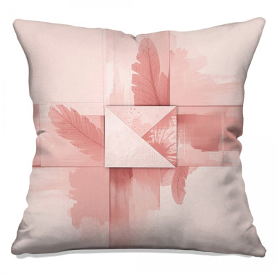 Pink Feather Abstract Double Sided Throw Pillows