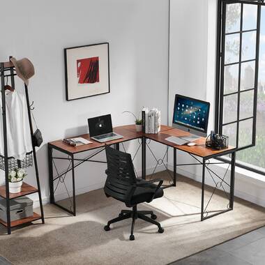 Bestier Computer Home Office Desk With Metal Frame, Hutch