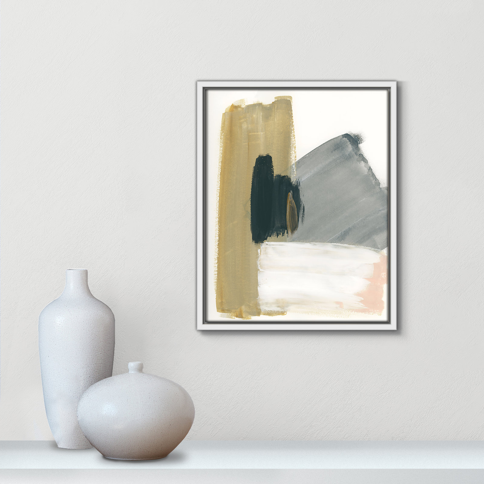 Herma "Marble Block Symmetry II" Print, 15.5" H x 12.5" W x 2" D, White Framed