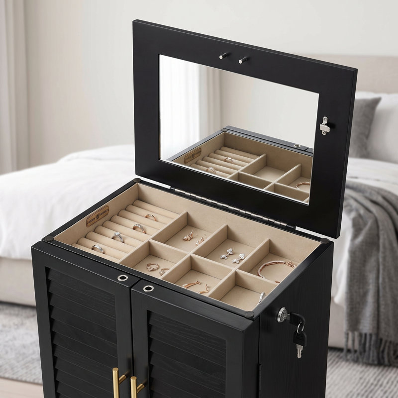 Armoire à bijoux avec miroir Harwant, Gris anthracite