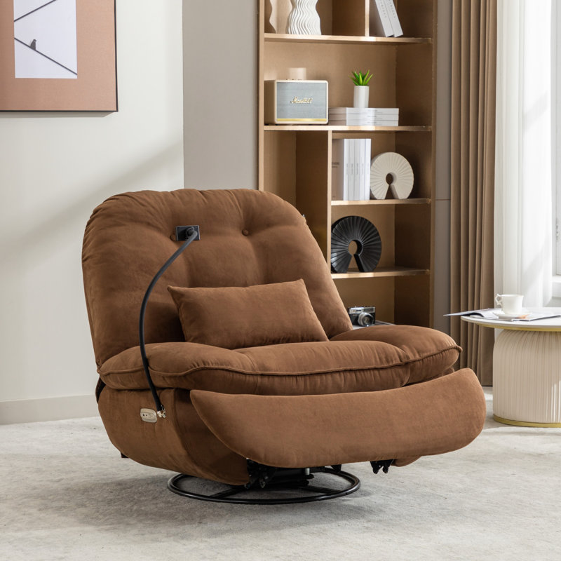 Power Recliner Swivel Glider With USB Charger, Bluetooth Music Player, And Multiple Function Modes For Sleep, Work, And Leisure